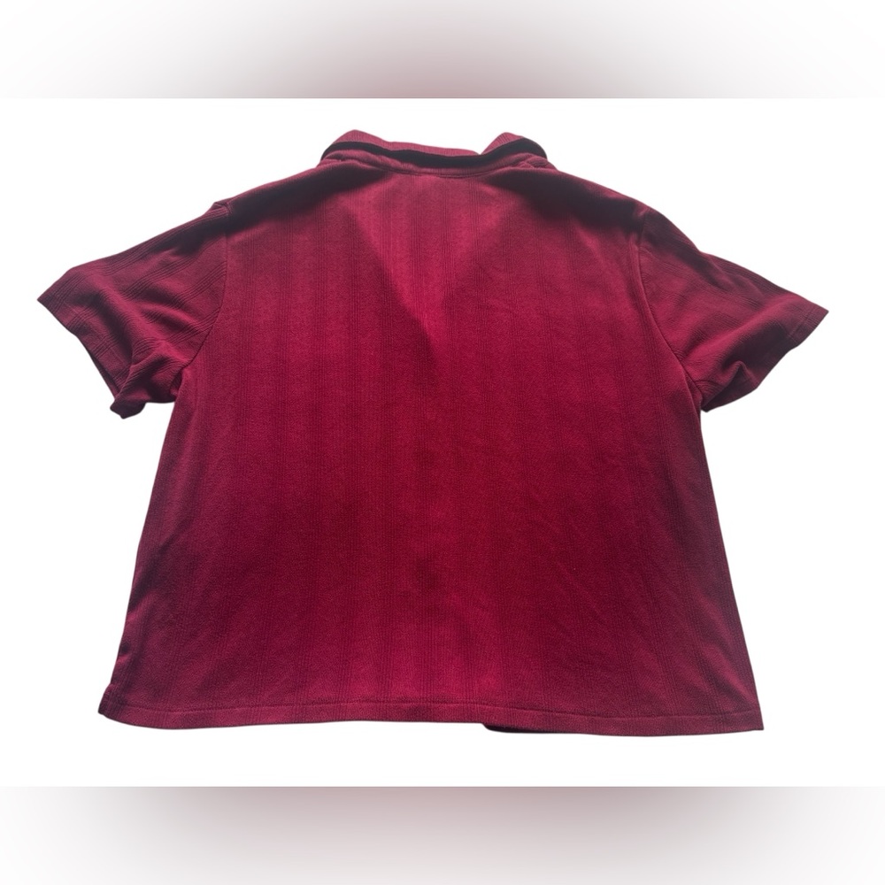 Wild Fable Pajama Set Burgundy Solid Button Down Shirt Ruffle Shorts Size Large - Picture 4 of 7